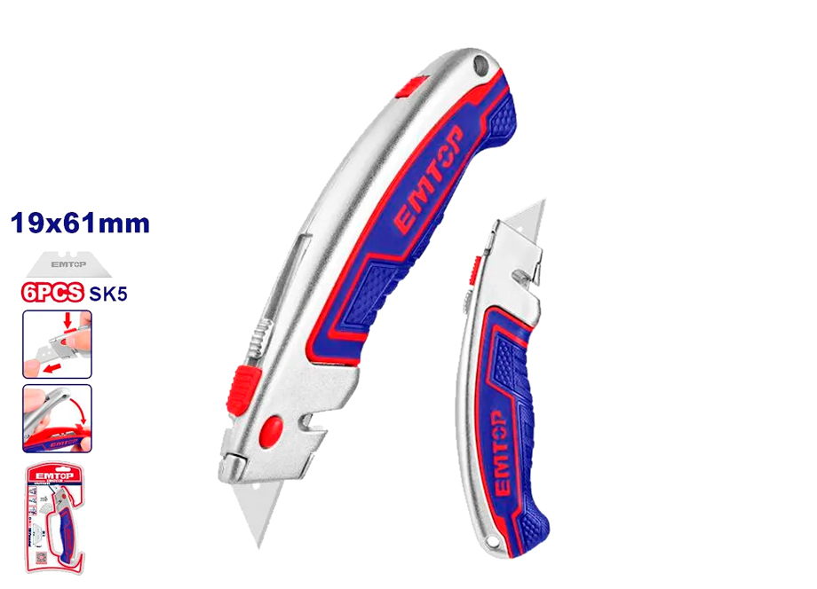 CUCHILLA MULTIUSO CUTTER 61x19mm (INCLUYE 6 CUCHILLAS RECAMBIO SK5 ...